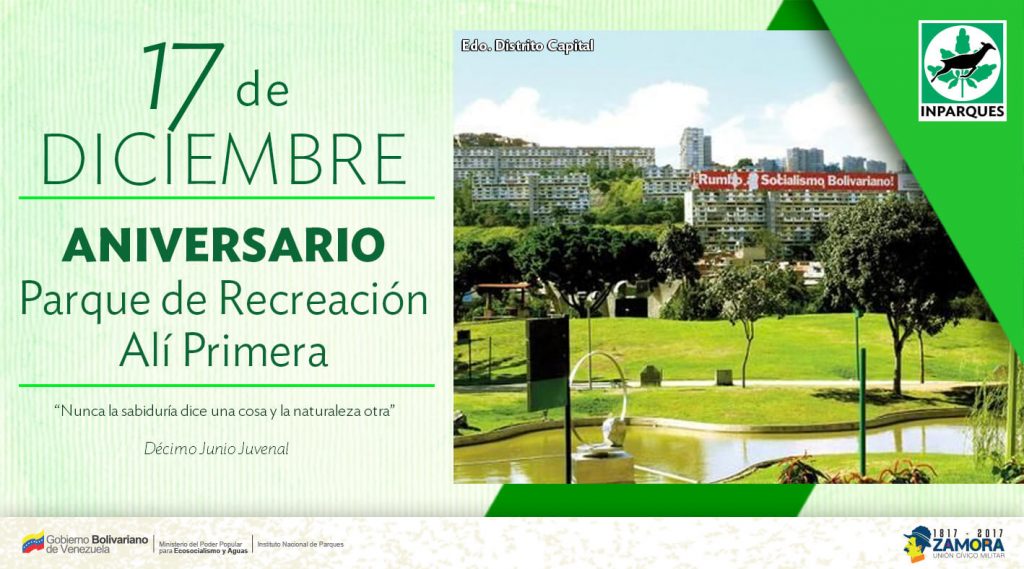 Parque de Recreación Alí Primera cumple  34 años al servicio de los  caraqueños